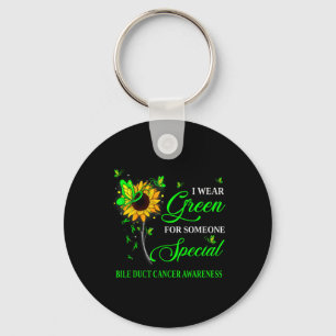 I Wear Green For Bile Duct Cancer Awareness Sunflo Key Ring