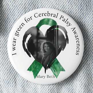 I Wear Green for Cerebral Palsy Awareness Photo 6 Cm Round Badge