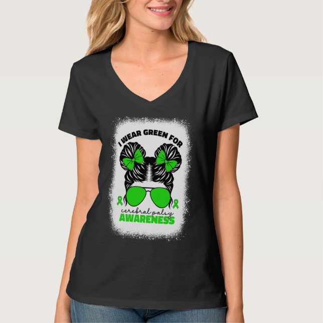 I Wear Green For Cerebral Palsy For Kids Girls Cp  T-Shirt (Front)