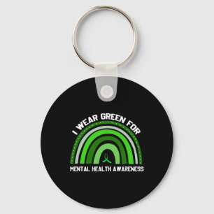 I Wear Green For Mental Health Awareness 2 Key Ring