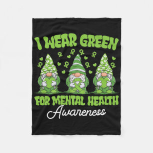 I Wear Green For Mental Health Awareness Green Rib Fleece Blanket