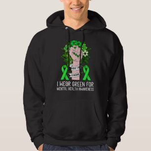 I Wear Green For Mental Health Awareness Green Rib Hoodie