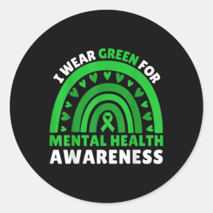 I Wear Green For Mental Health Awareness Month Rai Classic Round Sticker