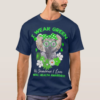 I Wear Green For Mental Health Awareness Ribbon El T-Shirt