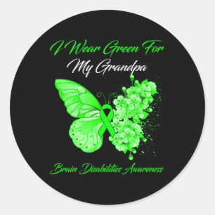 I Wear Green For My Grandpa Brain Disabilities Awa Classic Round Sticker
