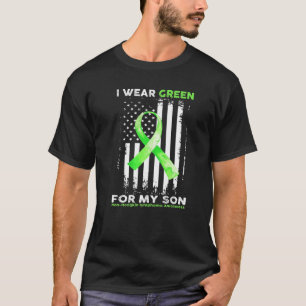 I Wear Green For My Son Lymphoma Awareness Flag T-Shirt