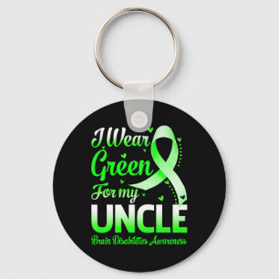 I Wear Green For My Uncle Brain Disabilities Aware Key Ring