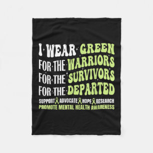 I Wear Green Mental Health Awareness Mental Health Fleece Blanket