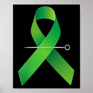 I Wear Green Ribbon American Flag Mental Health Aw Poster