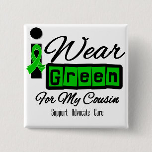 I Wear Green Ribbon (Retro) - Cousin 15 Cm Square Badge
