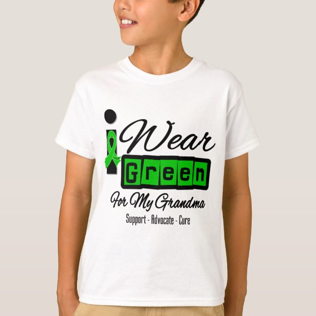 I Wear Green Ribbon (Retro) - Grandma T-Shirt (Front)