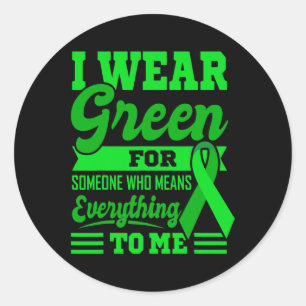 I WEAR GREEN World Cancer Day Gift Green Ribbon Ch Classic Round Sticker