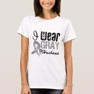 I Wear Grey Awareness Ribbon For My Husband T-Shirt