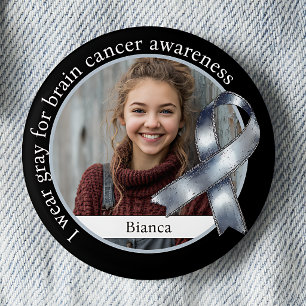I Wear Grey for Brain Cancer Awareness 6 Cm Round Badge