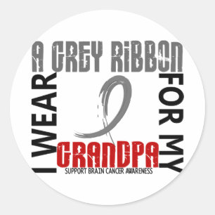 I Wear Grey For My Grandpa 46 Brain Cancer Classic Round Sticker