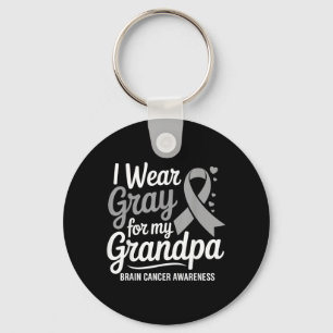 I Wear Grey For My Grandpa Brain Cancer Awareness Key Ring
