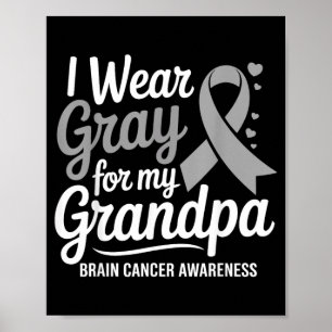 I Wear Grey For My Grandpa Brain Cancer Awareness Poster