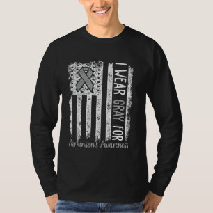 I Wear Grey For Parkinson's Awareness Month Flag T-Shirt