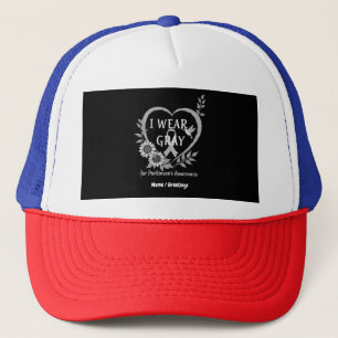  I Wear Grey For Parkinson's Awareness Warrior Trucker Hat