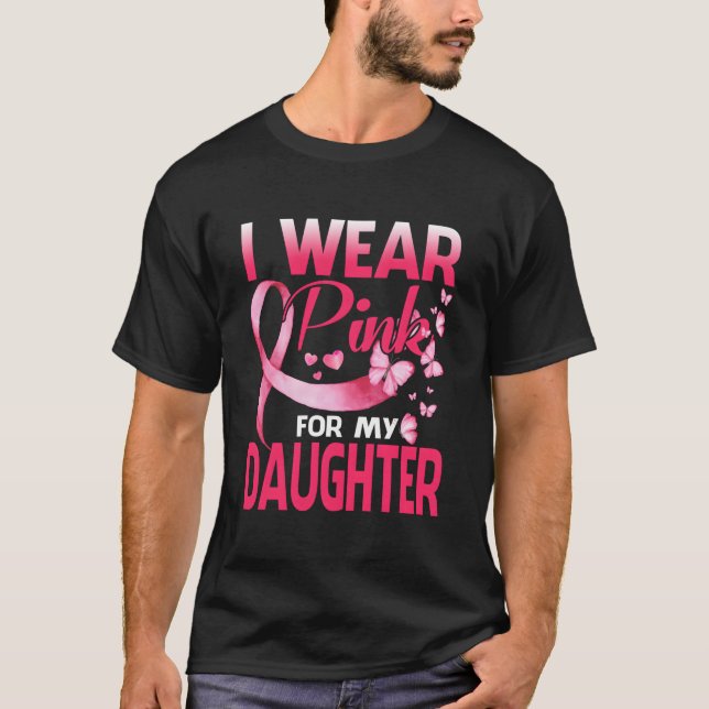 I Wear K For My Daughter Breast Cancer Butterfly T-Shirt (Front)