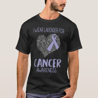 I Wear Lavender For Cancer Awareness Cancer Ribbon T-Shirt