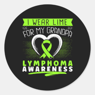 I Wear Lime For My Grandpa Lymphoma Awareness Hear Classic Round Sticker