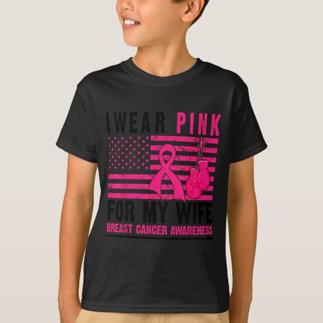 I Wear Nk For My Wife Breast Cancer Husband Cancer T-Shirt (Front)