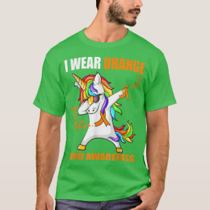 I Wear Orange ADHD Awareness Ribbon Unicorn  T-Shirt