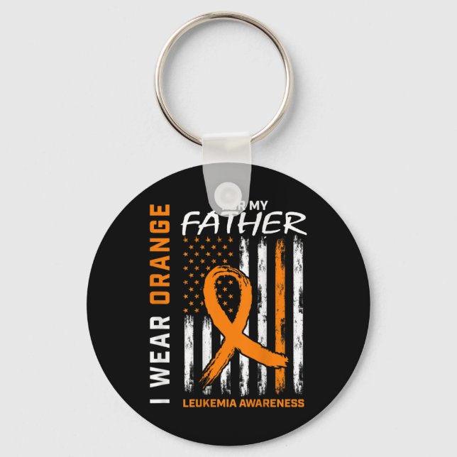 I Wear Orange Dad Father Leukaemia Awareness Ameri Key Ring (Front)