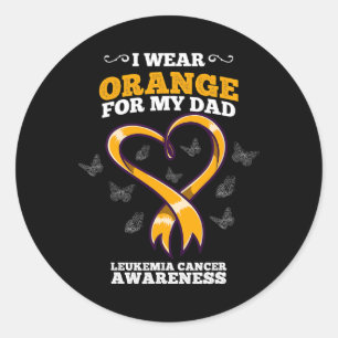 I Wear Orange Dad Leukaemia Cancer Awareness Blood Classic Round Sticker