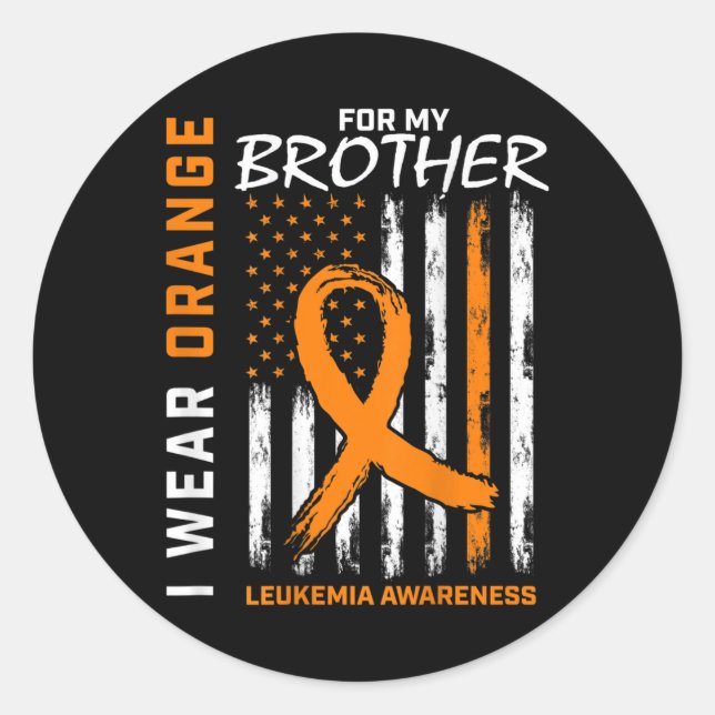 I Wear Orange For Brother Leukaemia Awareness Amer Classic Round Sticker (Front)