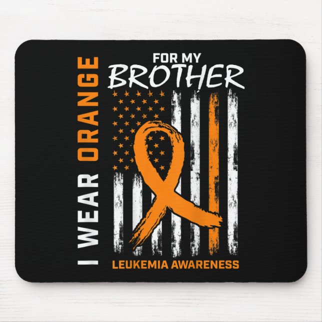 I Wear Orange For Brother Leukaemia Awareness Amer Mouse Pad (Front)