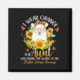 I Wear Orange For My Aunt Ms Awareness Llama Sunfl Magnet