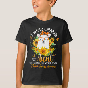 I Wear Orange For My Aunt Ms Awareness Llama Sunfl T-Shirt