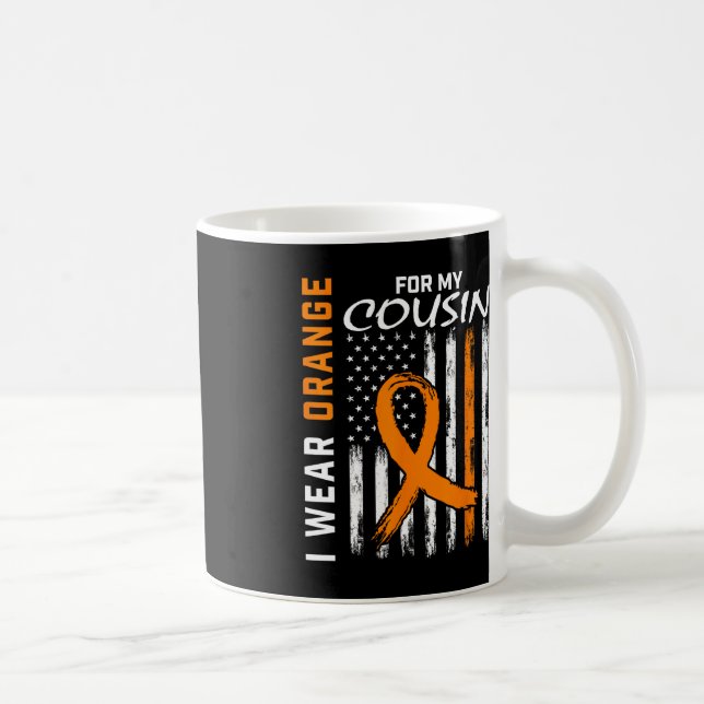 I Wear Orange For My Cousin Leukaemia Awareness Fl Coffee Mug (Right)
