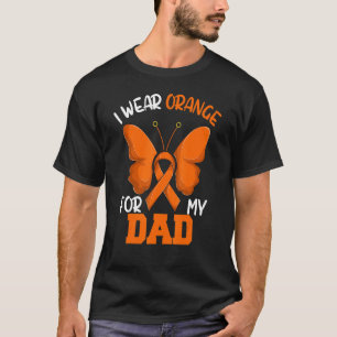 I Wear Orange For My Dad Leukaemia Ribbon Butterf T-Shirt