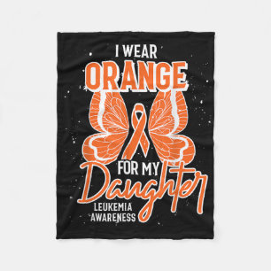 I Wear Orange For My Daughter Butterfly Leukaemia Fleece Blanket