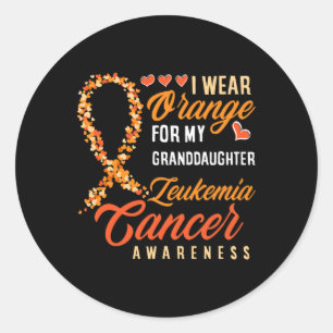 I Wear Orange For My Granddaughter Leukaemia Cance Classic Round Sticker