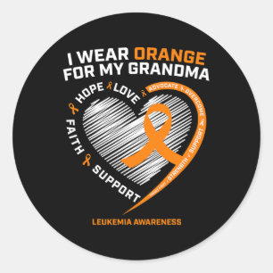 I Wear Orange For My Grandma Leukaemia Cancer Awar Classic Round Sticker