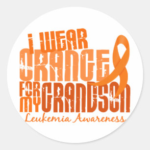 I Wear Orange For My Grandson 6.4 Leukaemia Classic Round Sticker