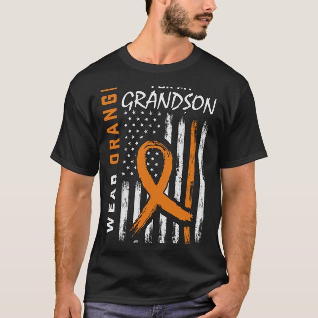 I Wear Orange For My Grandson Leukaemia Cancer Awa T-Shirt (Front)
