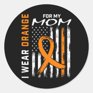 I Wear Orange For My Mum Leukaemia Cancer Awarenes Classic Round Sticker