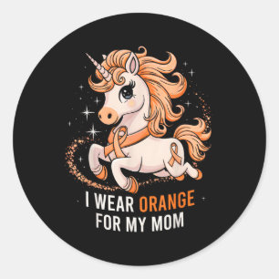 I Wear Orange For My Mum Unicorn Ms Awareness  Classic Round Sticker