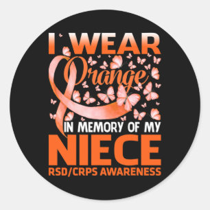 I Wear Orange For My Niece Rsd Crps Awareness Classic Round Sticker