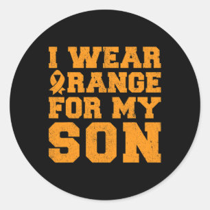 I Wear Orange For My Son Leukaemia Awareness Cance Classic Round Sticker
