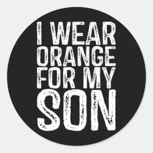 I Wear Orange For My Son Leukaemia Awareness Classic Round Sticker