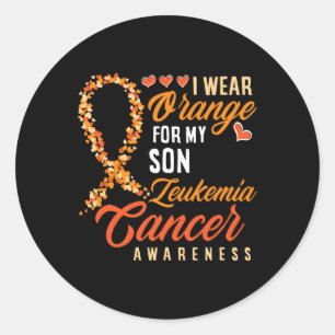 I Wear Orange For My Son Leukaemia Cancer Awarenes Classic Round Sticker