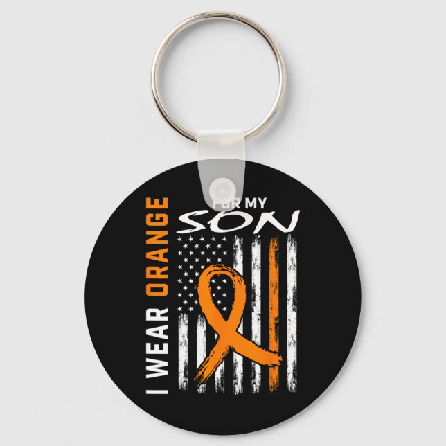 I Wear Orange For My Son Leukaemia Cancer Awarenes Key Ring (Front)