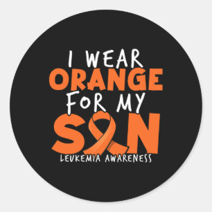 I Wear Orange For My Son. Orange Leukaemia Awarene Classic Round Sticker