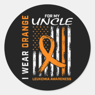 I Wear Orange For My Uncle Leukaemia Awareness Ame Classic Round Sticker